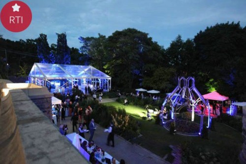 Royal Clear Wedding Tent With Transparent Canopy And Wooden Flooring In Catering Event