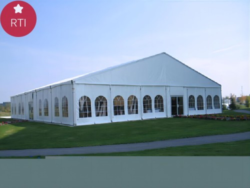 European Style Clear Span Structures White PVC Party Tent With Drapes Decoration For Sale